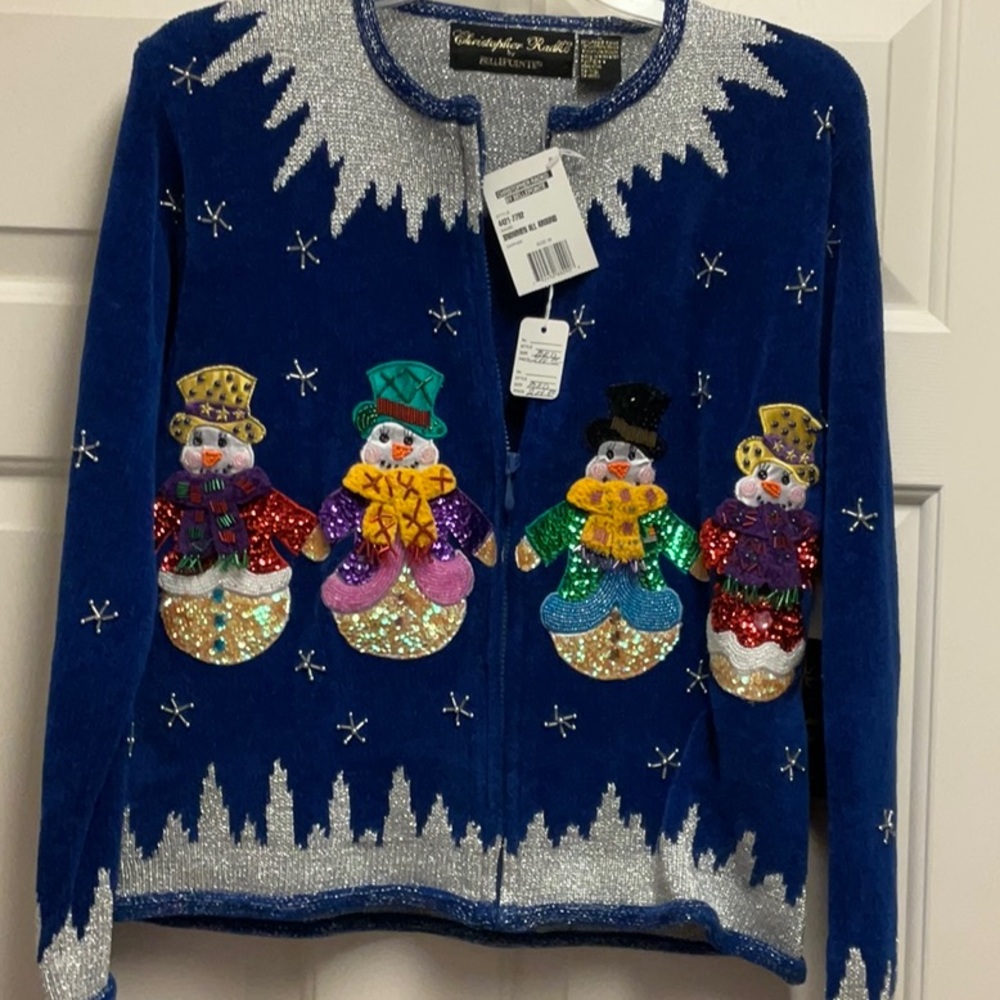 Christopher Radko Holiday Sweater size M with front zipper. Brand new with tags!